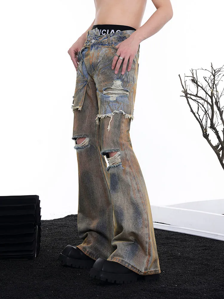 【24s Oct.】Wasteland Style Patchwork Distressed Jeans