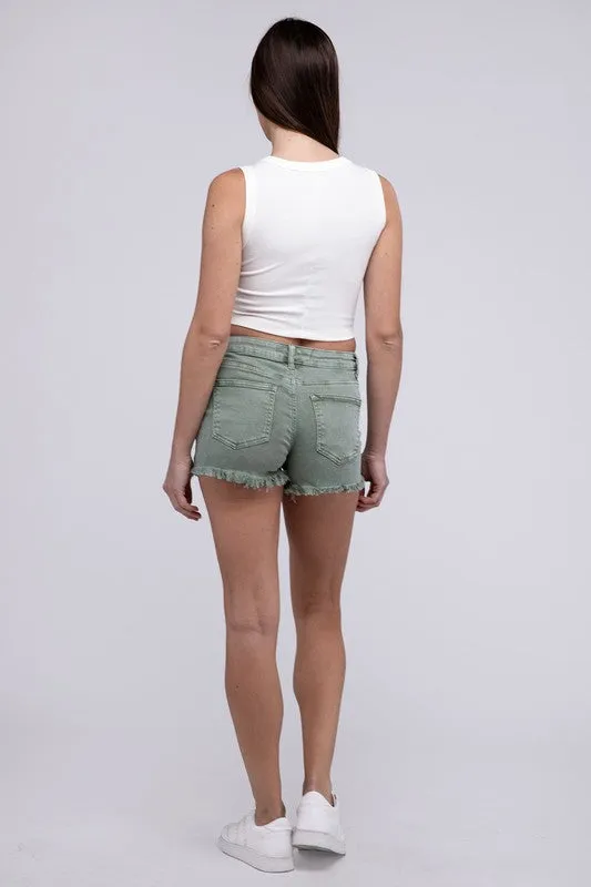 Acid Washed Frayed Cutoff Hem Shorts  *Online Only*