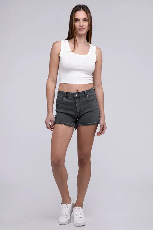 Acid Washed Frayed Cutoff Hem Shorts  *Online Only*