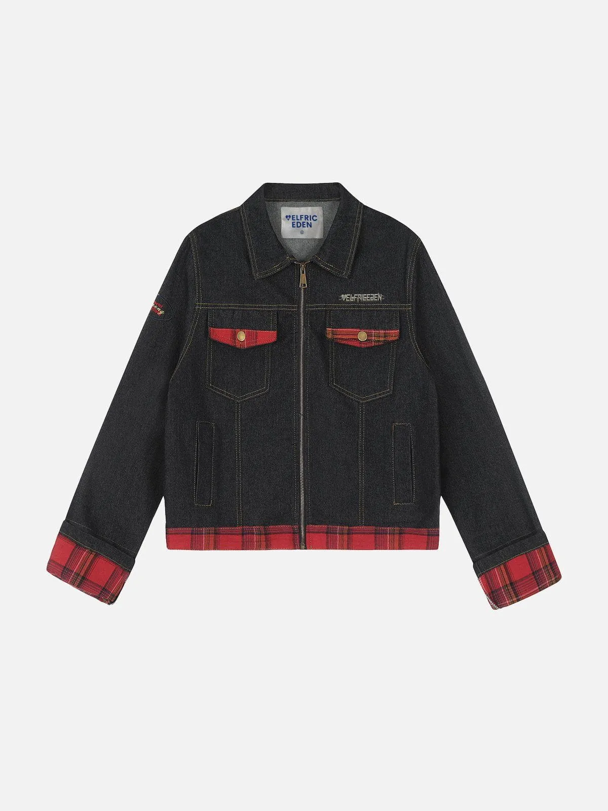 Aelfric Eden Plaid Cropeed Denim Jacket