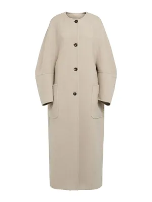 Album collarless cashmere long coat