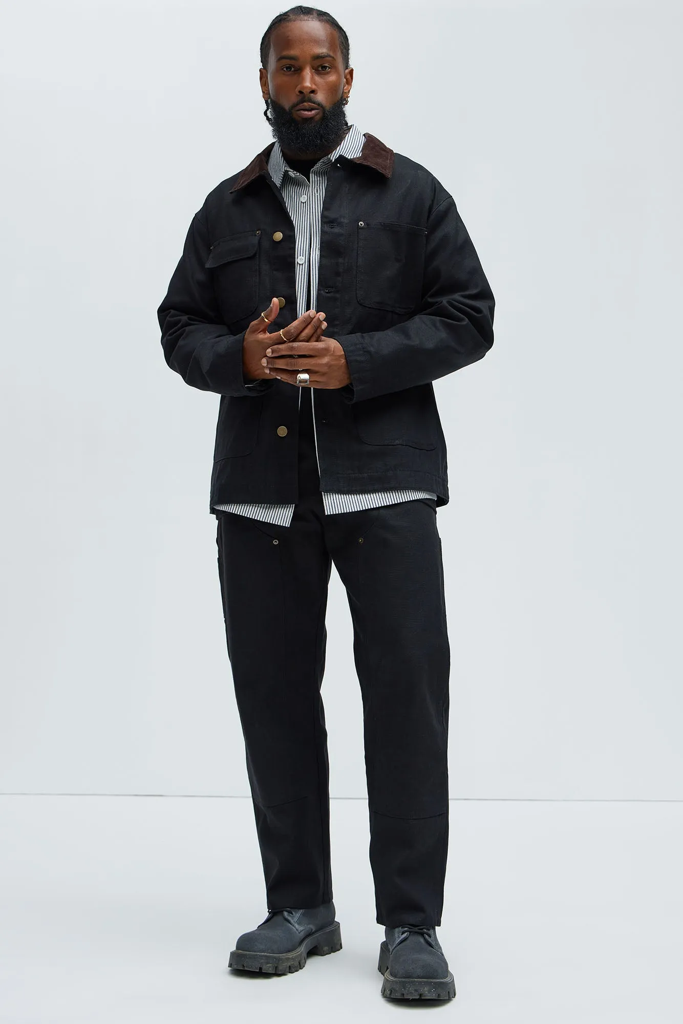 Alexander Utility Canvas Chore Jacket - Black