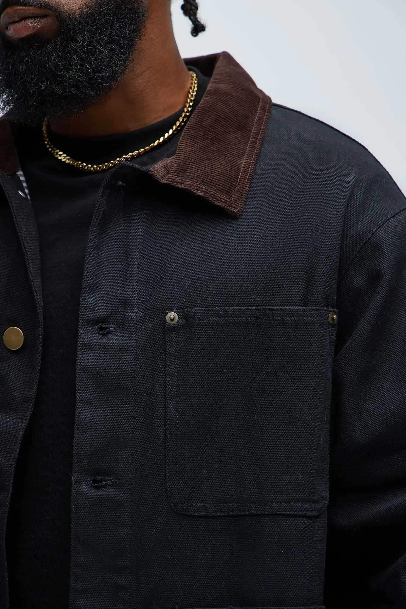 Alexander Utility Canvas Chore Jacket - Black