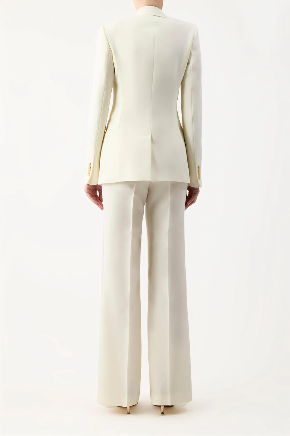 Angela Blazer in Ivory Sportswear Wool