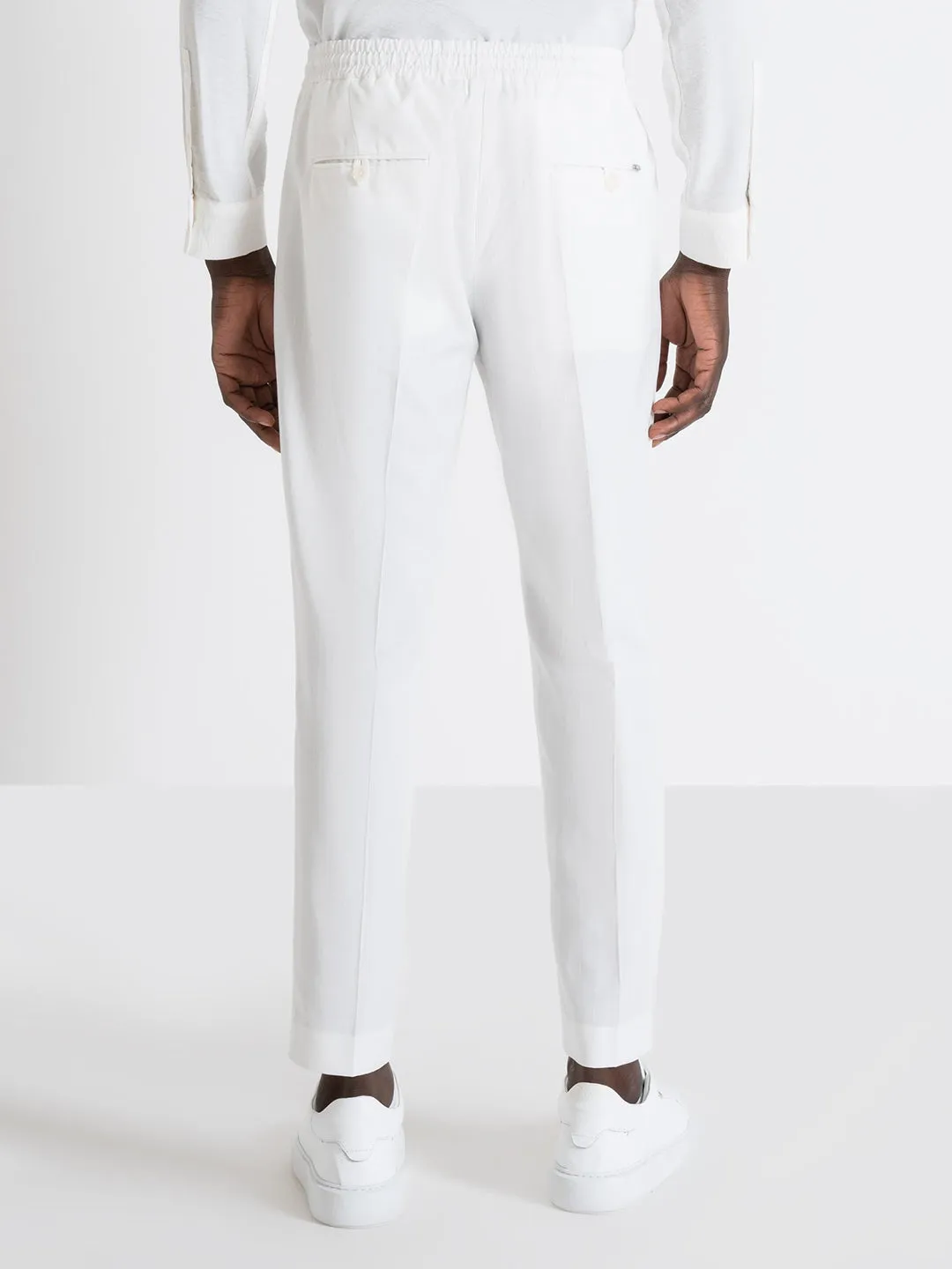 Antony Morato Men Off White Solid Regular Fit Trouser