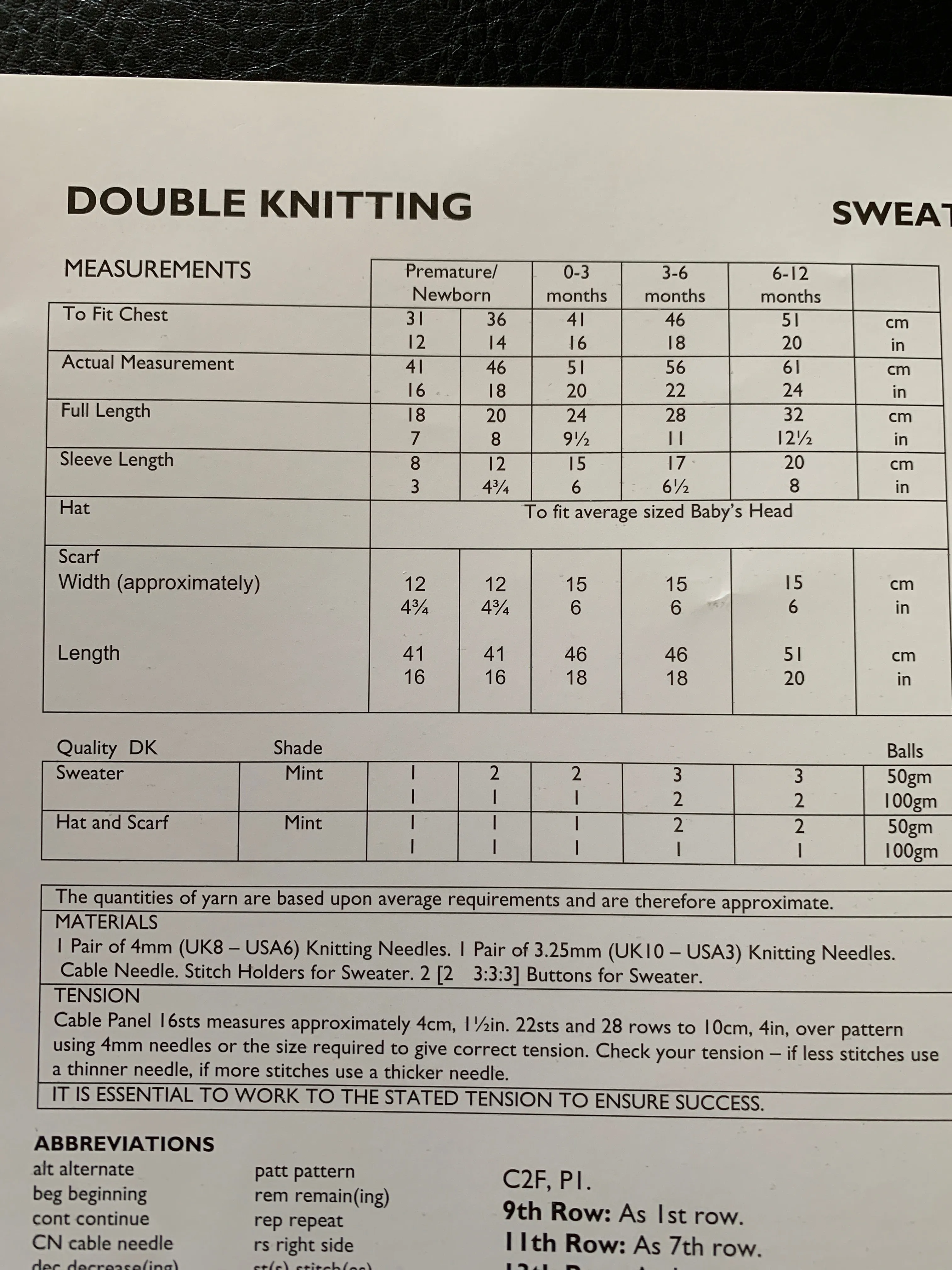 Baby Double Knitting Cable Sweater, Hat & Scarf Knitting Pattern UKHKA103