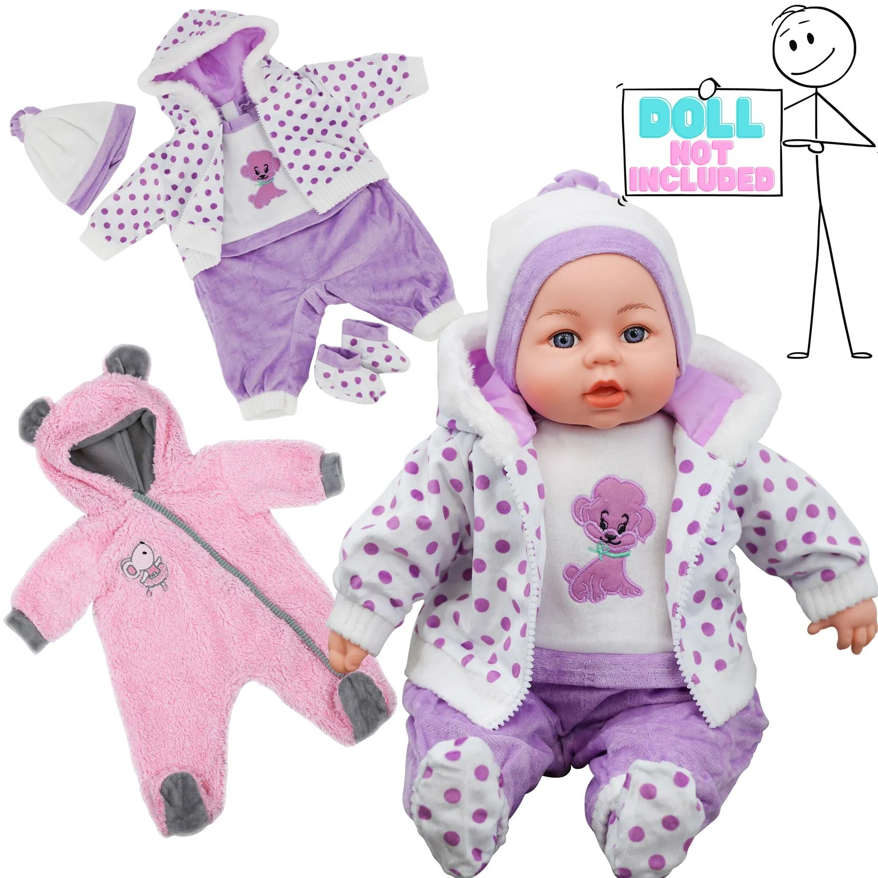 BiBi Outfits - Set of Two Doll (Pink & Purple) (45 cm / 18")