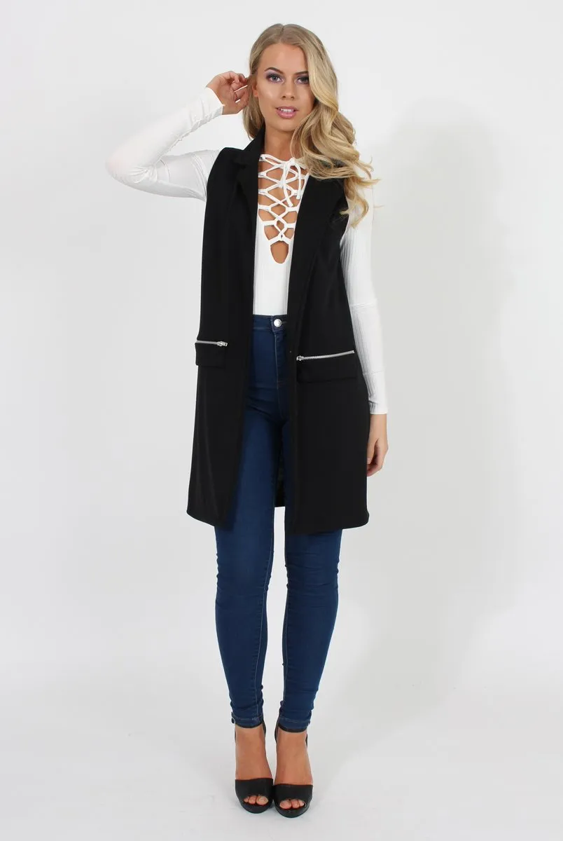 Black Sleeveless Blazer - Heidi