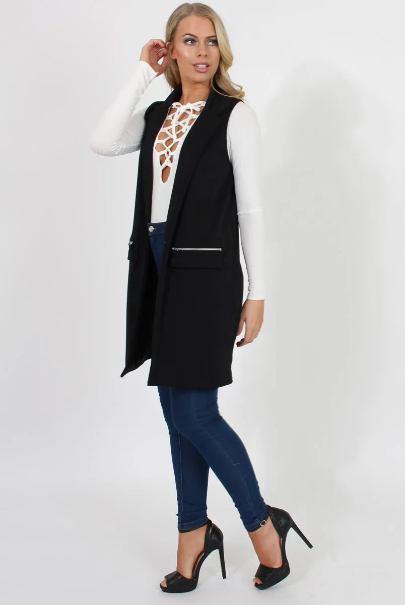 Black Sleeveless Blazer - Heidi