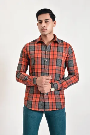 Brown Flannel Casual Shirt