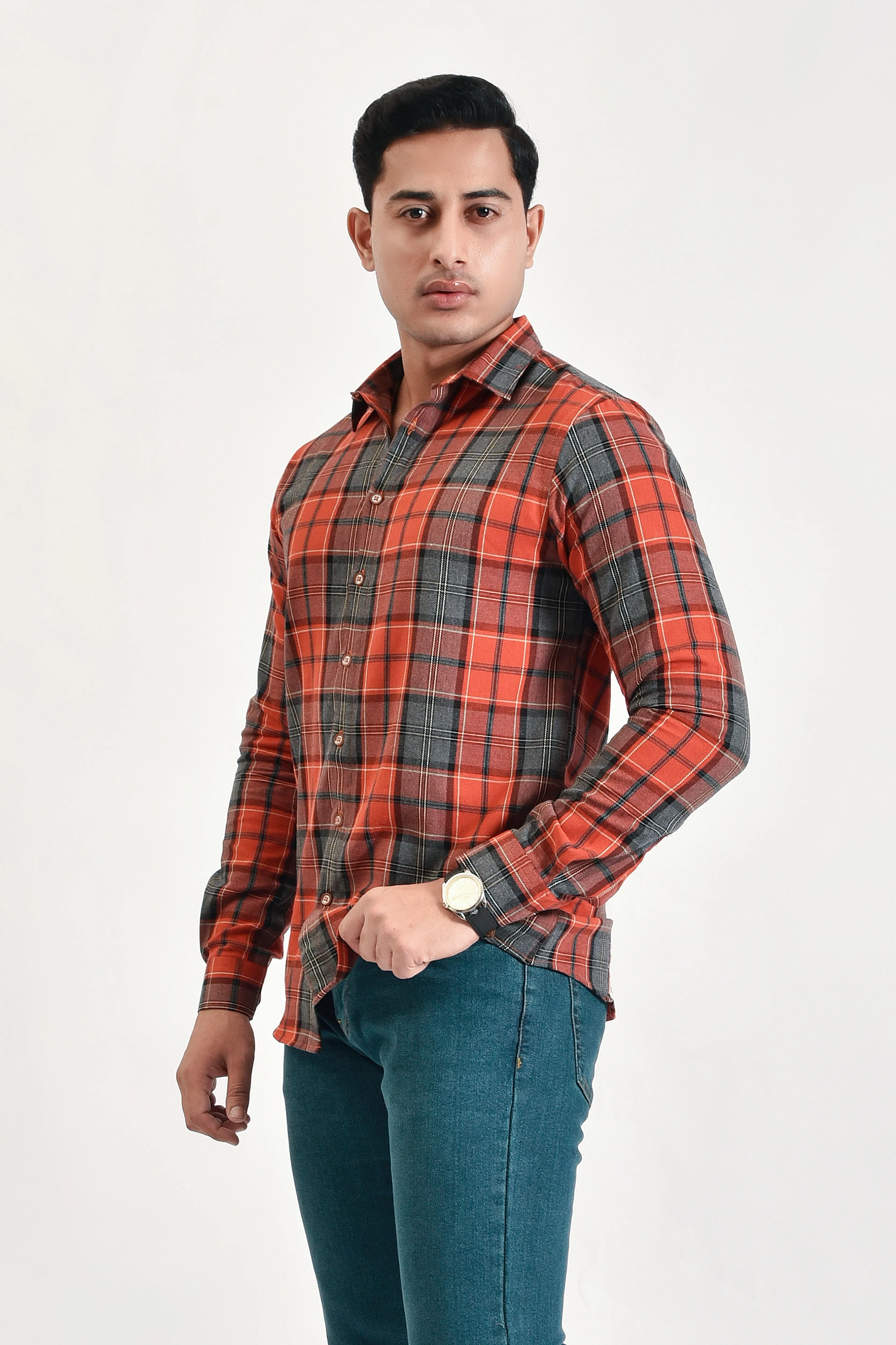 Brown Flannel Casual Shirt