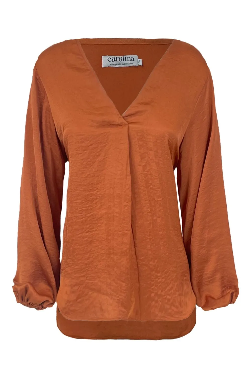 Charlotte V-Neck Long Sleeve Top Terracotta