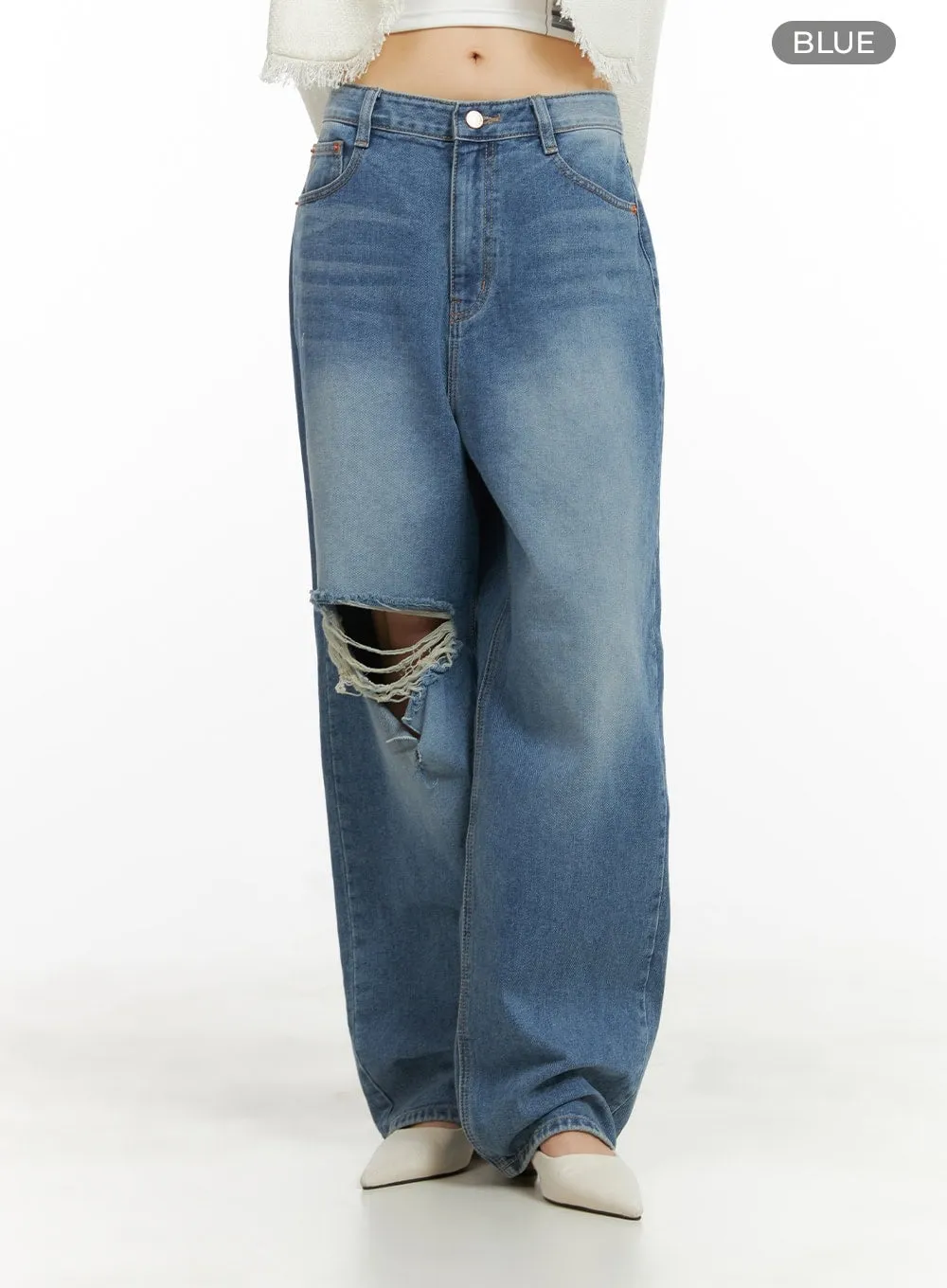 Destroyed Washed Baggy Jeans CY414