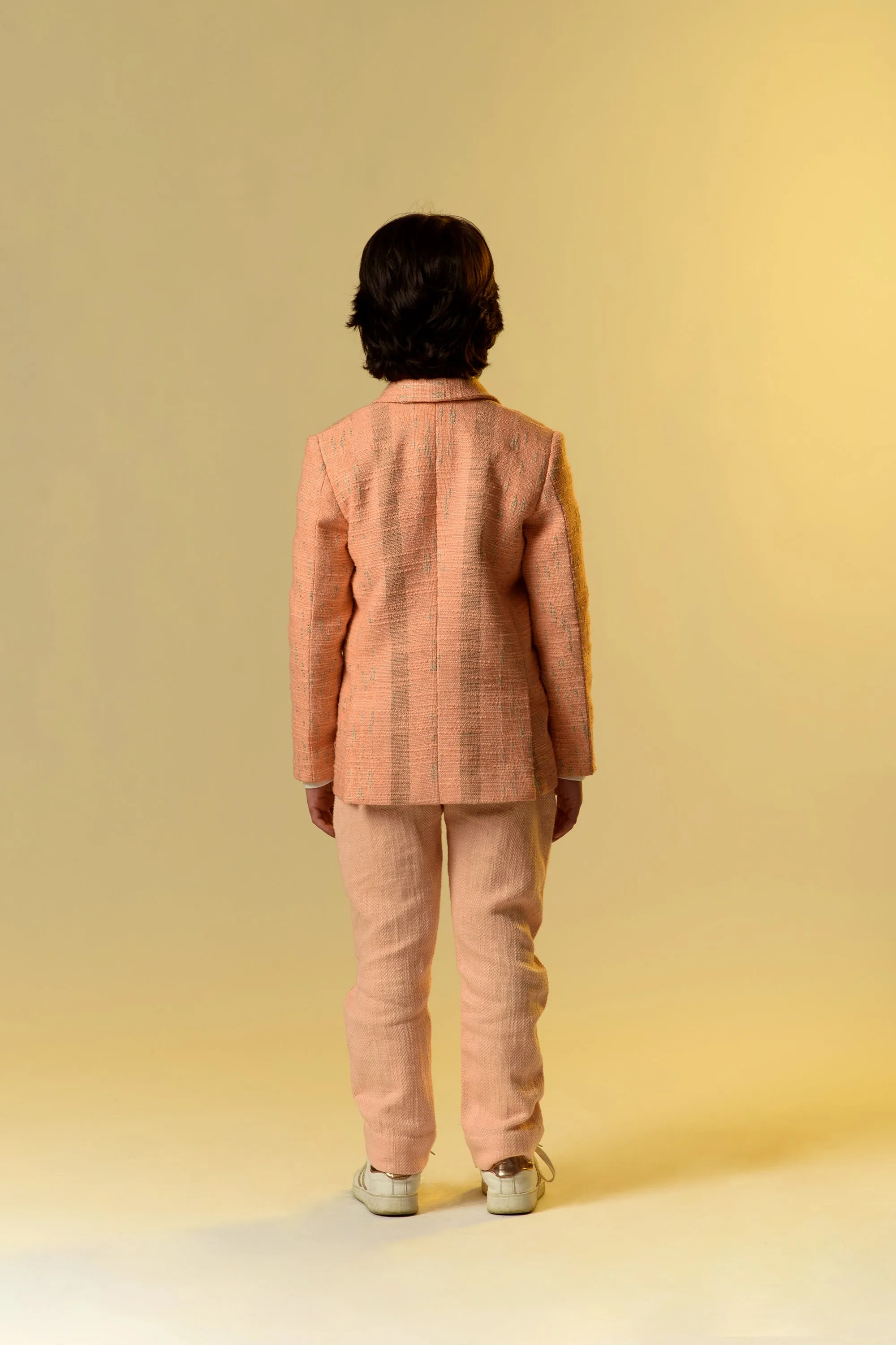 Dilly Glare- Light Salmon Cotton Slub Blazer For Boys