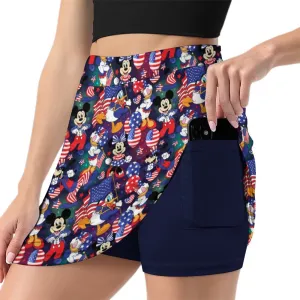 Disney America Athletic A-Line Skirt With Pocket Solid Shorts