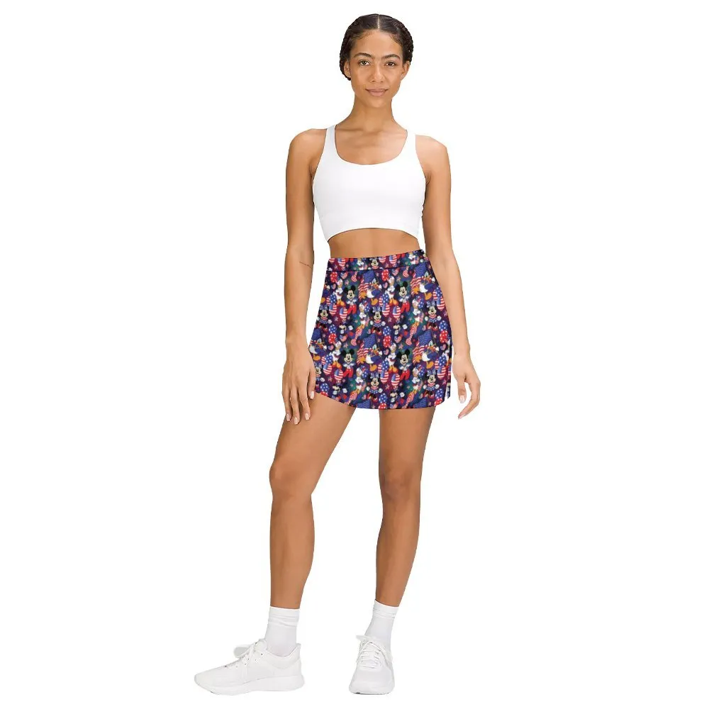 Disney America Athletic A-Line Skirt With Pocket Solid Shorts