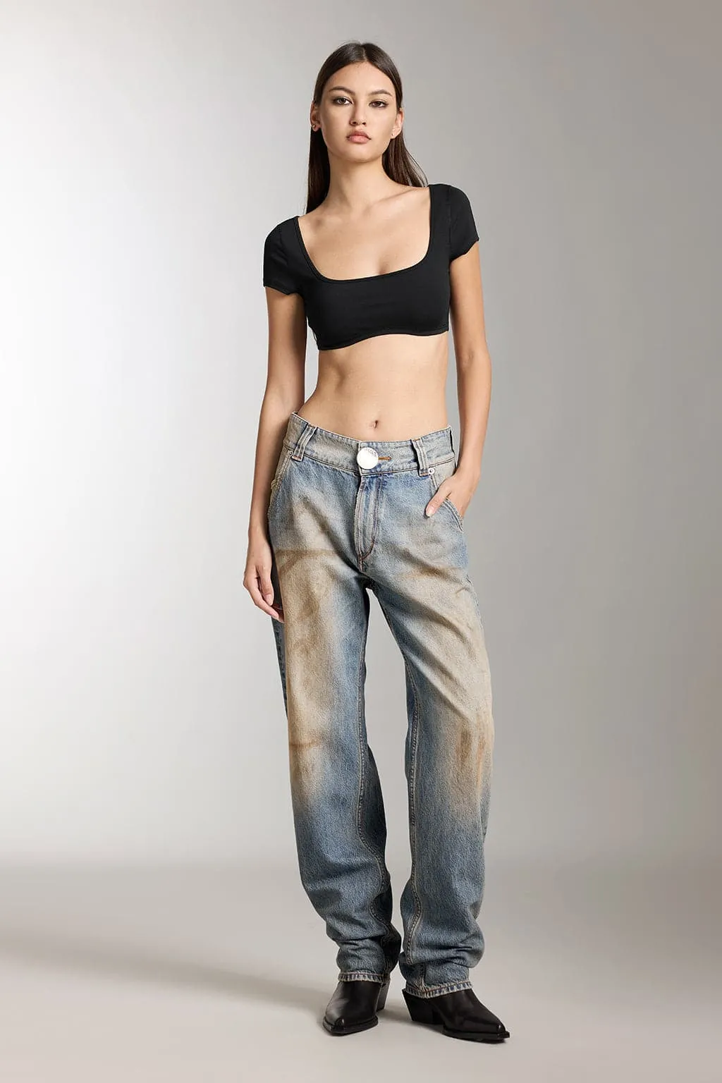 Distressed Wasteland-Style Washed Jeans