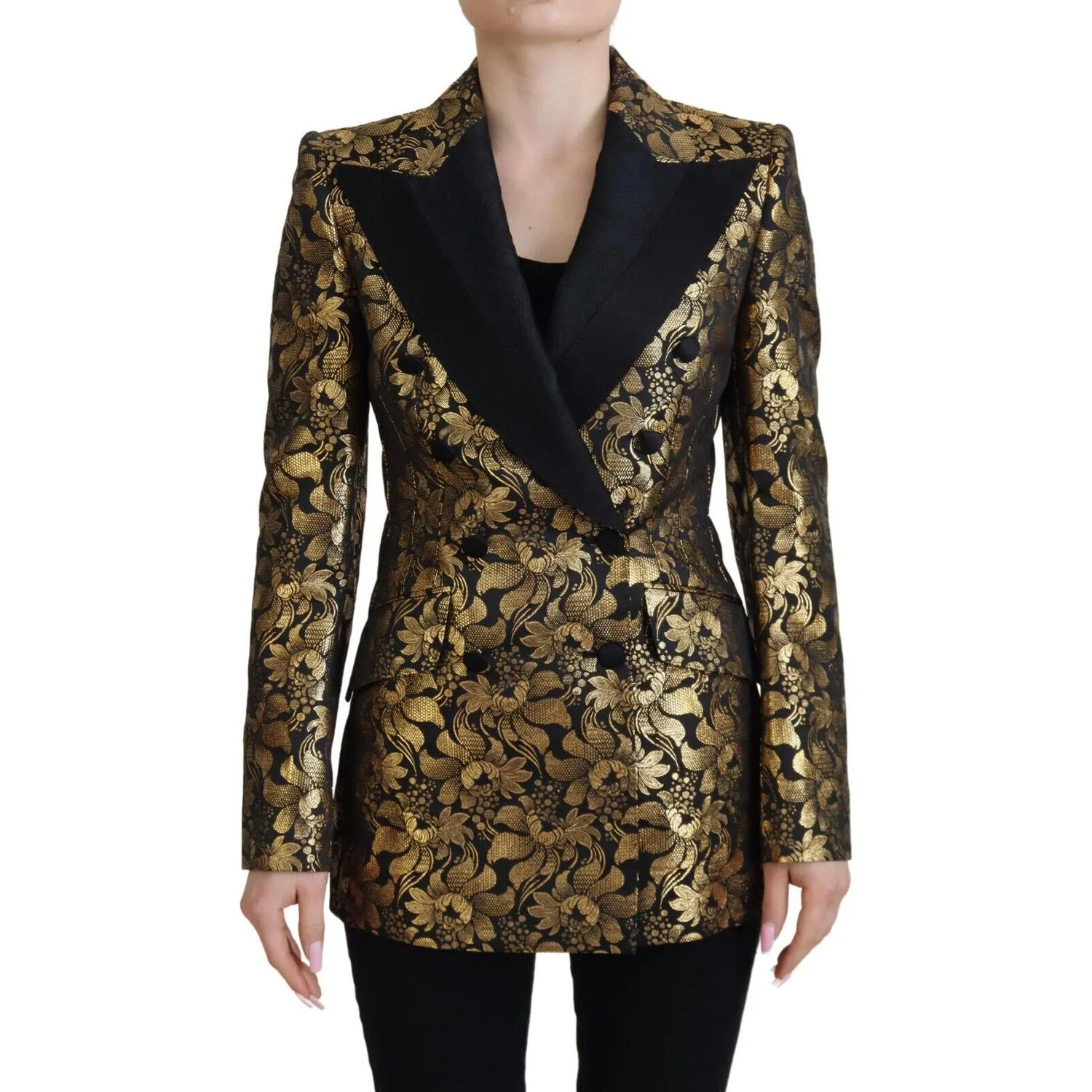 Dolce & Gabbana Elegant Black and Gold Floral Jacket