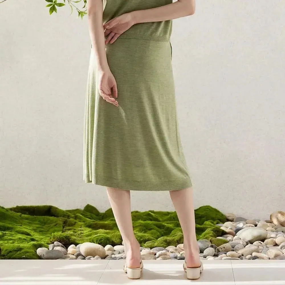 Elegant Merino Wool and Silk A-Line Skirt