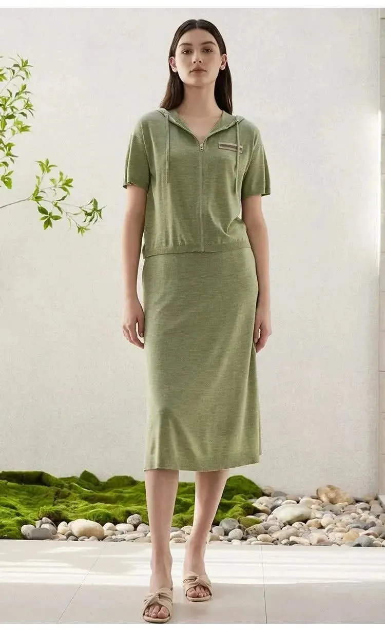 Elegant Merino Wool and Silk A-Line Skirt