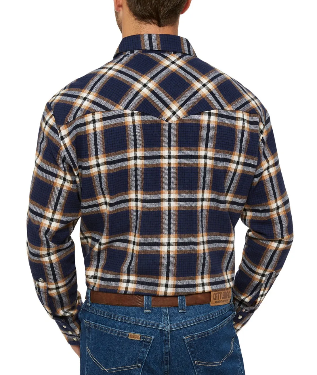 Ely Cattleman Men's Long Sleeve Brawny Flannel Western Snap Shirt