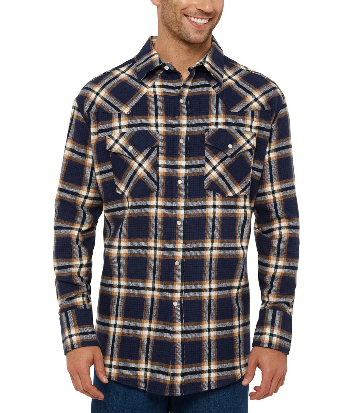 Ely Cattleman Men's Long Sleeve Brawny Flannel Western Snap Shirt