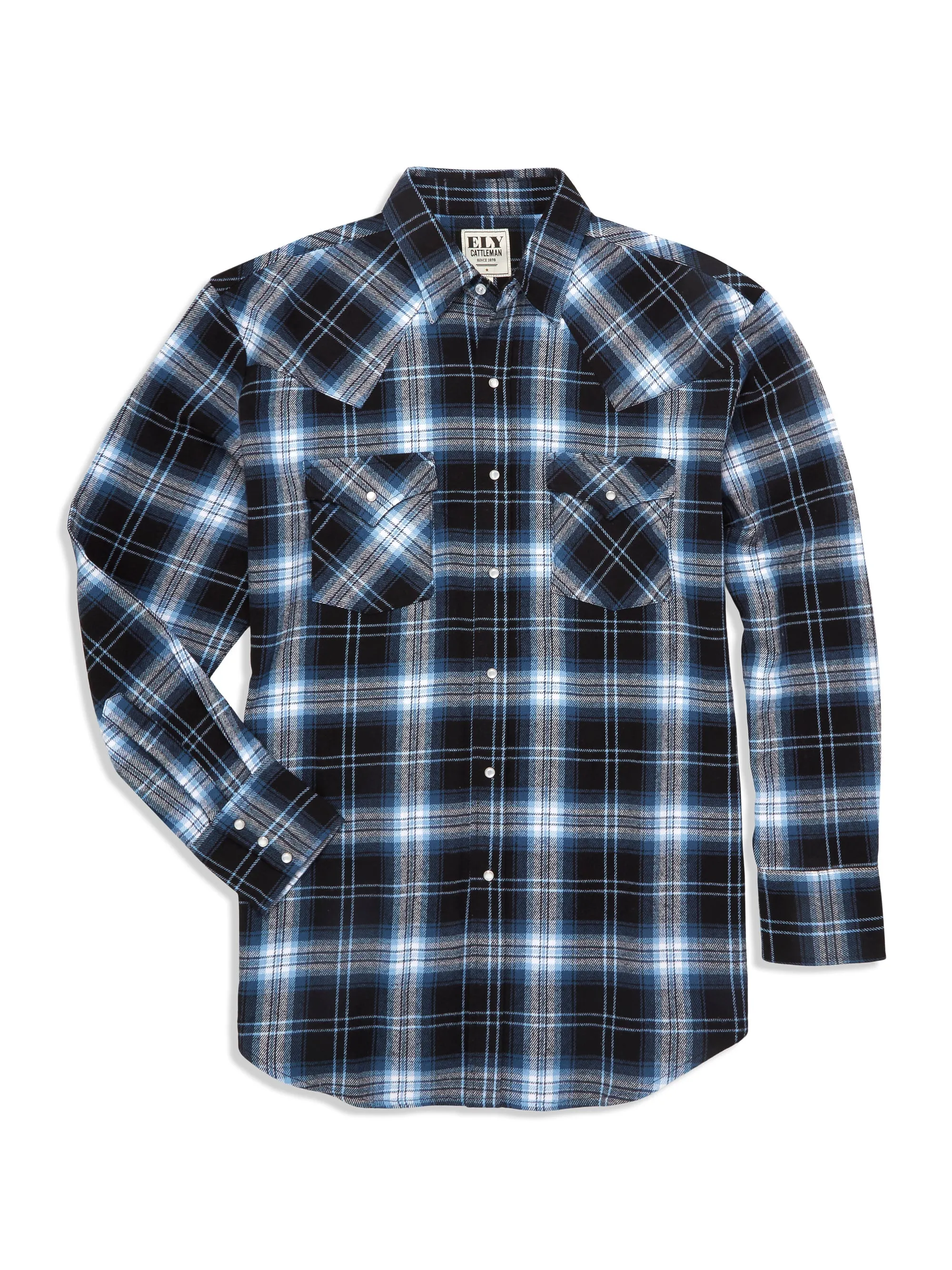 Ely Cattleman Men's Long Sleeve Brawny Flannel Western Snap Shirt