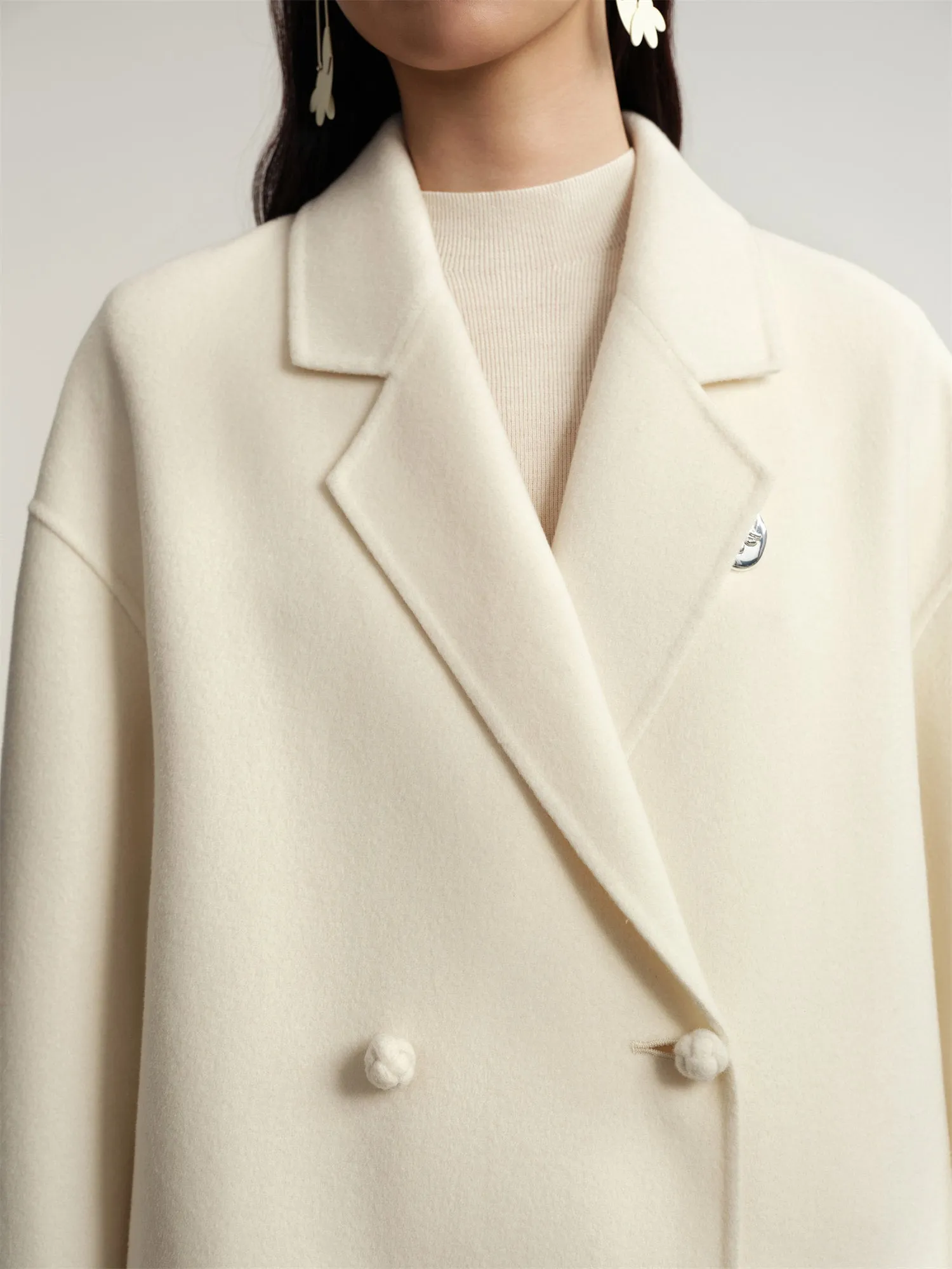 EP YAYING Notched Collar Cashmere Coat