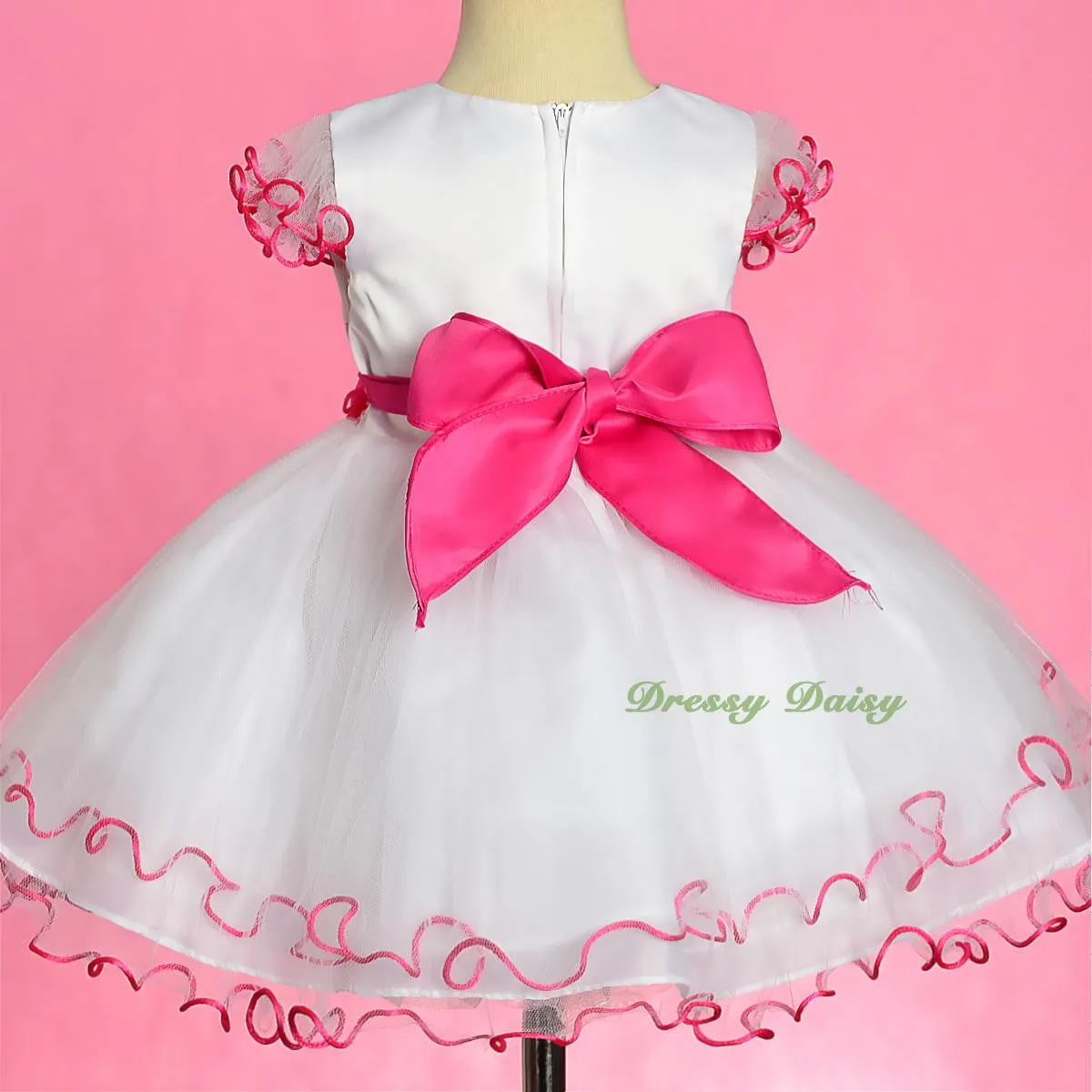 FG324 Scallop Hemline Pageant Birthday Occasion Dresses w/ Bonnet Baby Size 9-24 Months