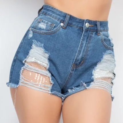 Frayed Distressing Denim Shorts