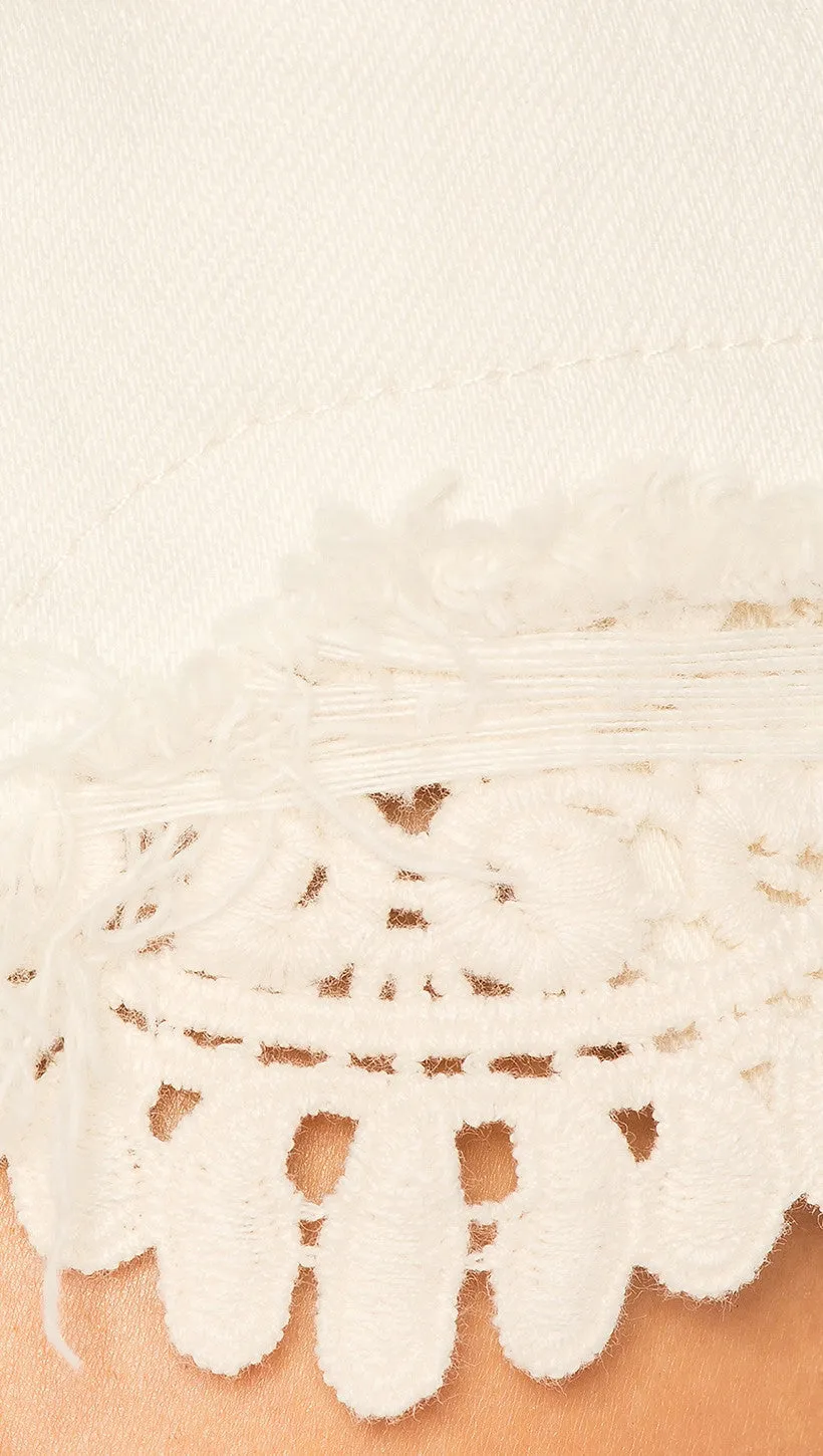 Free People Daisy Chain Lace Denim Shorts Worn White