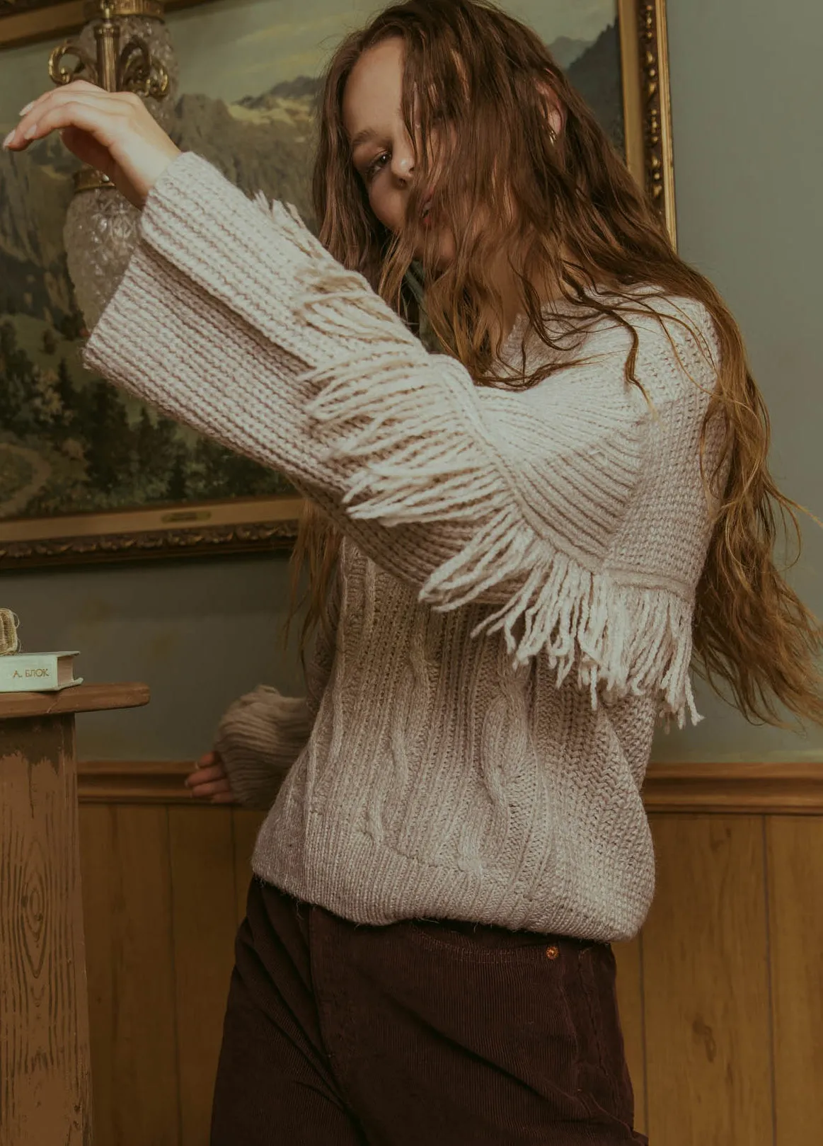 Fringe Cable Knit Sweater