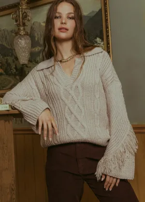 Fringe Cable Knit Sweater