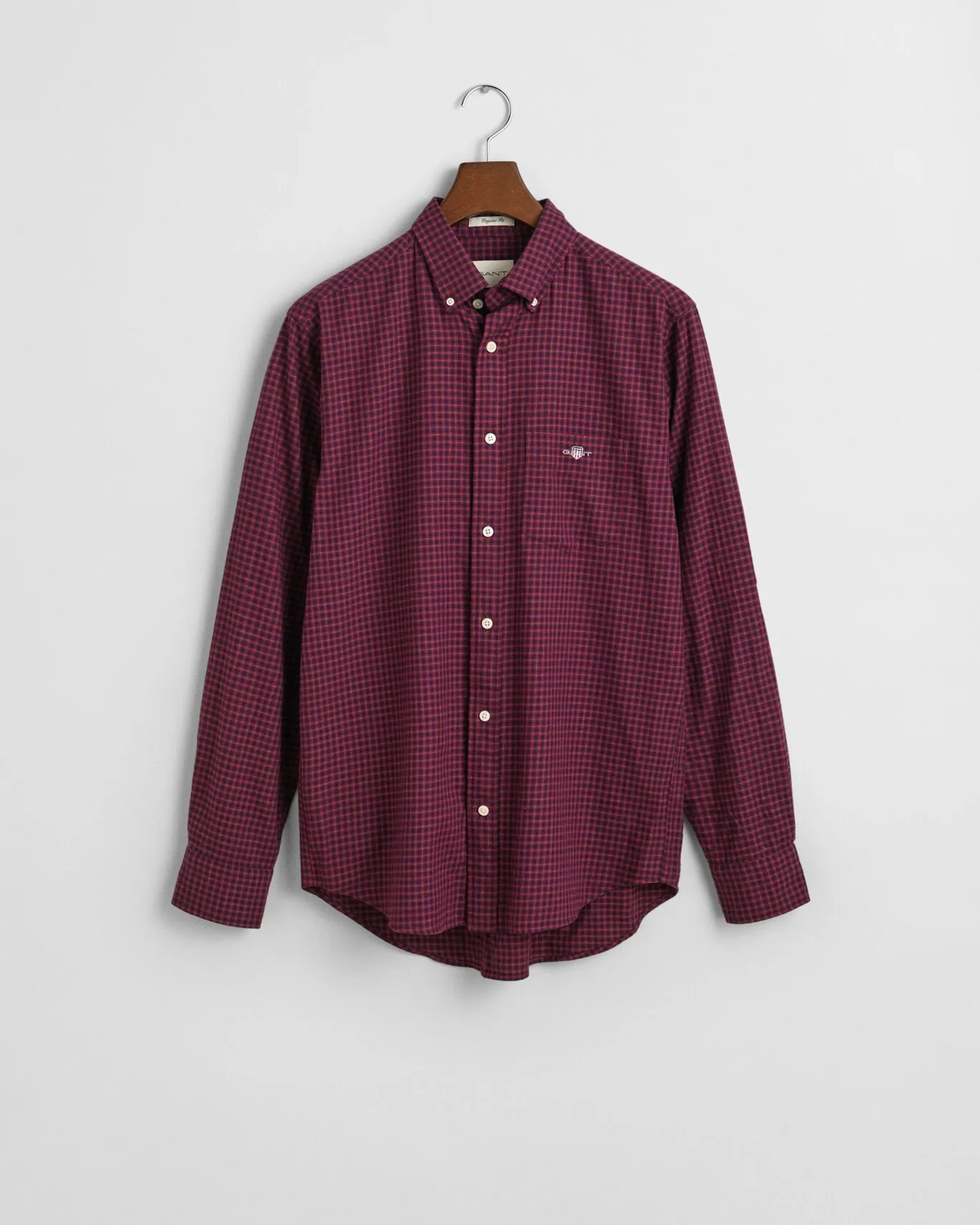 GANT - Reg Micro-check Flannel Shirt, Wine Red