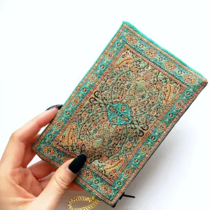 GOLD THREAD GREEN PATTERN EMBROIDERED SMALL BAG