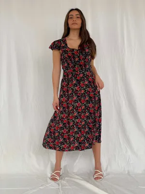 Gorgeous Vintage Floral Button Up Dress - Size M