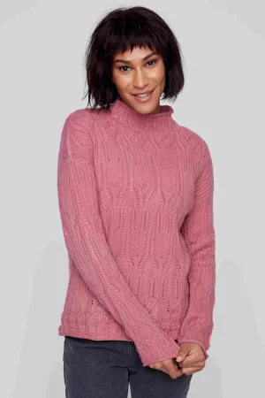 High Neck Cable Knit Sweater