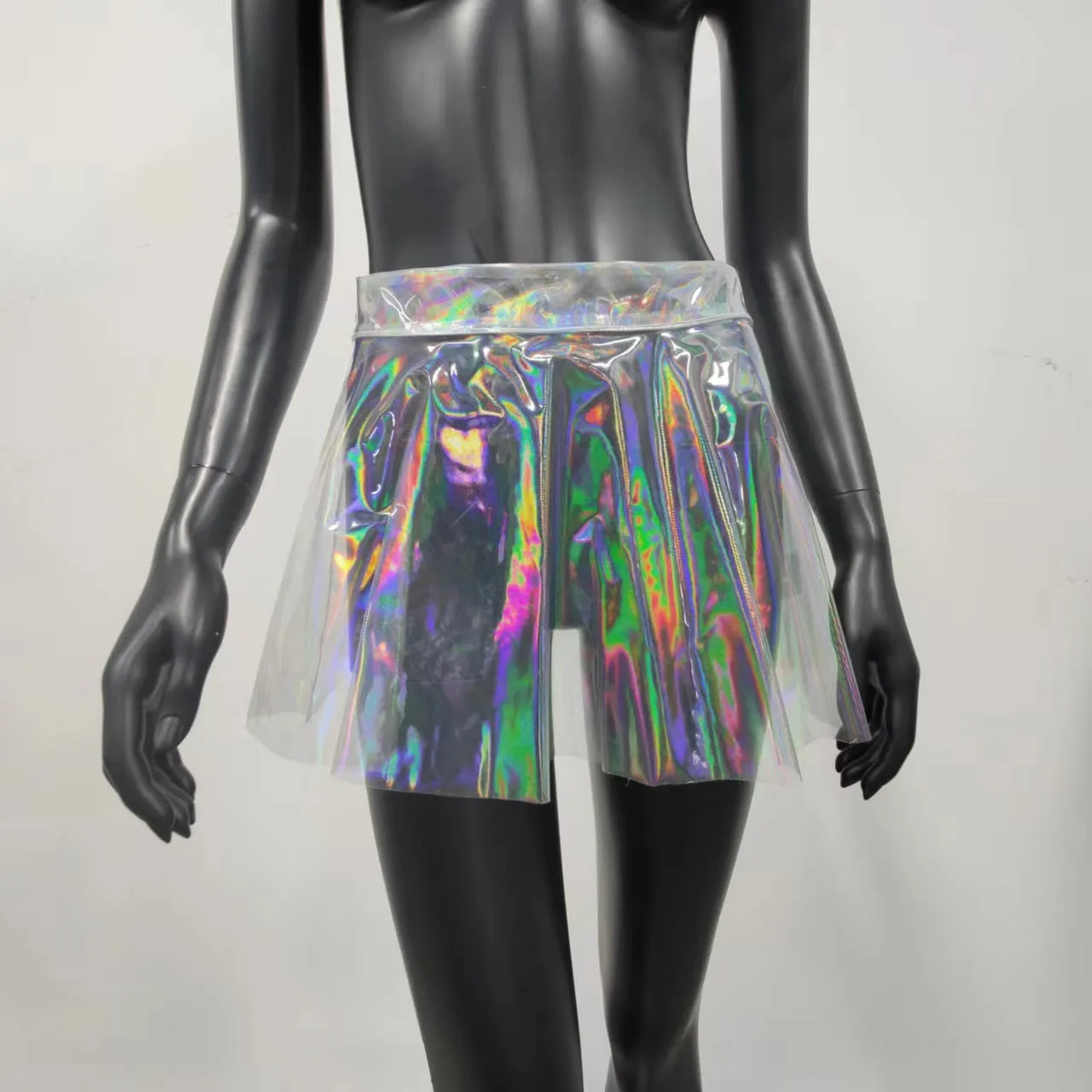 Holographic Transparent Mini Skirt