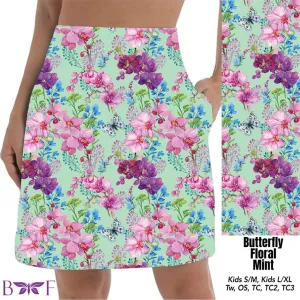 Hummingbird Floral Mint skorts with pockets