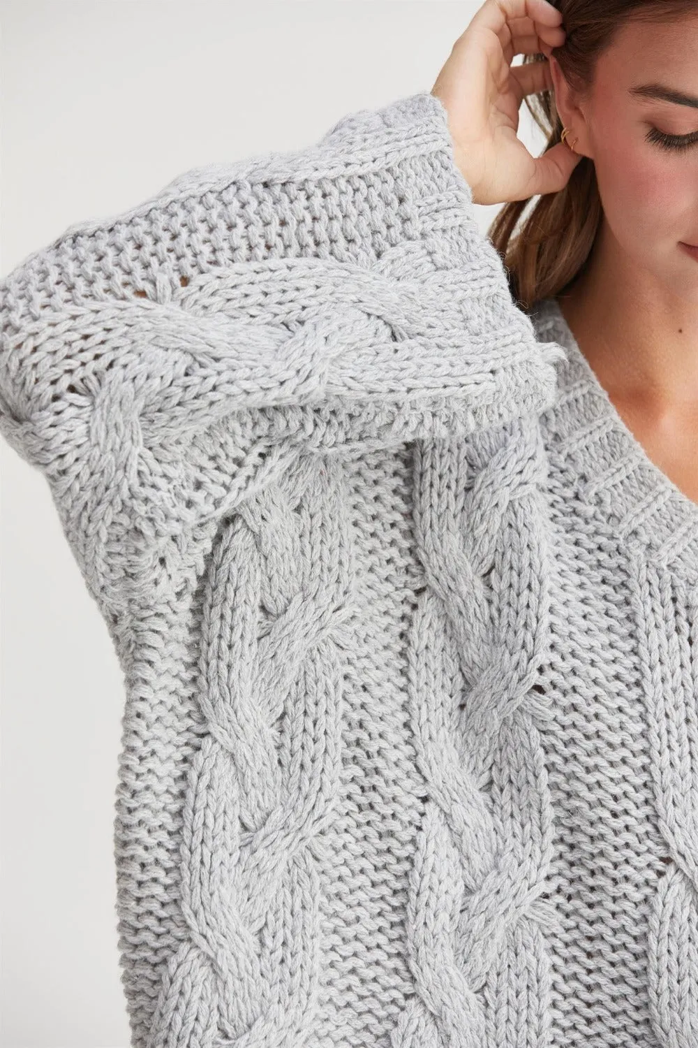 HYFVE Cable Knit V-Neck Sweater