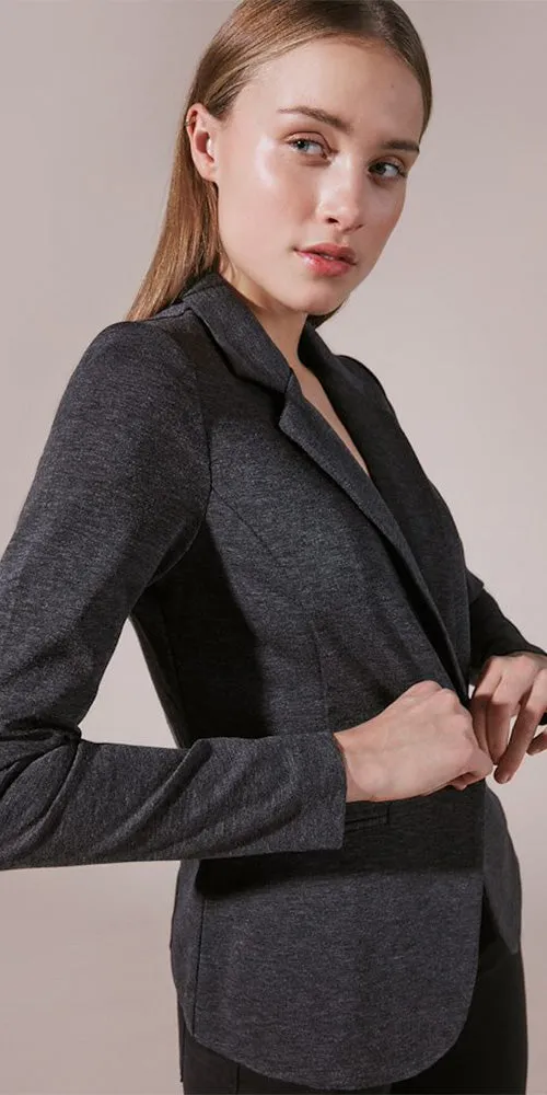 Ichi Ponte Knit Blazer, charcoal heather