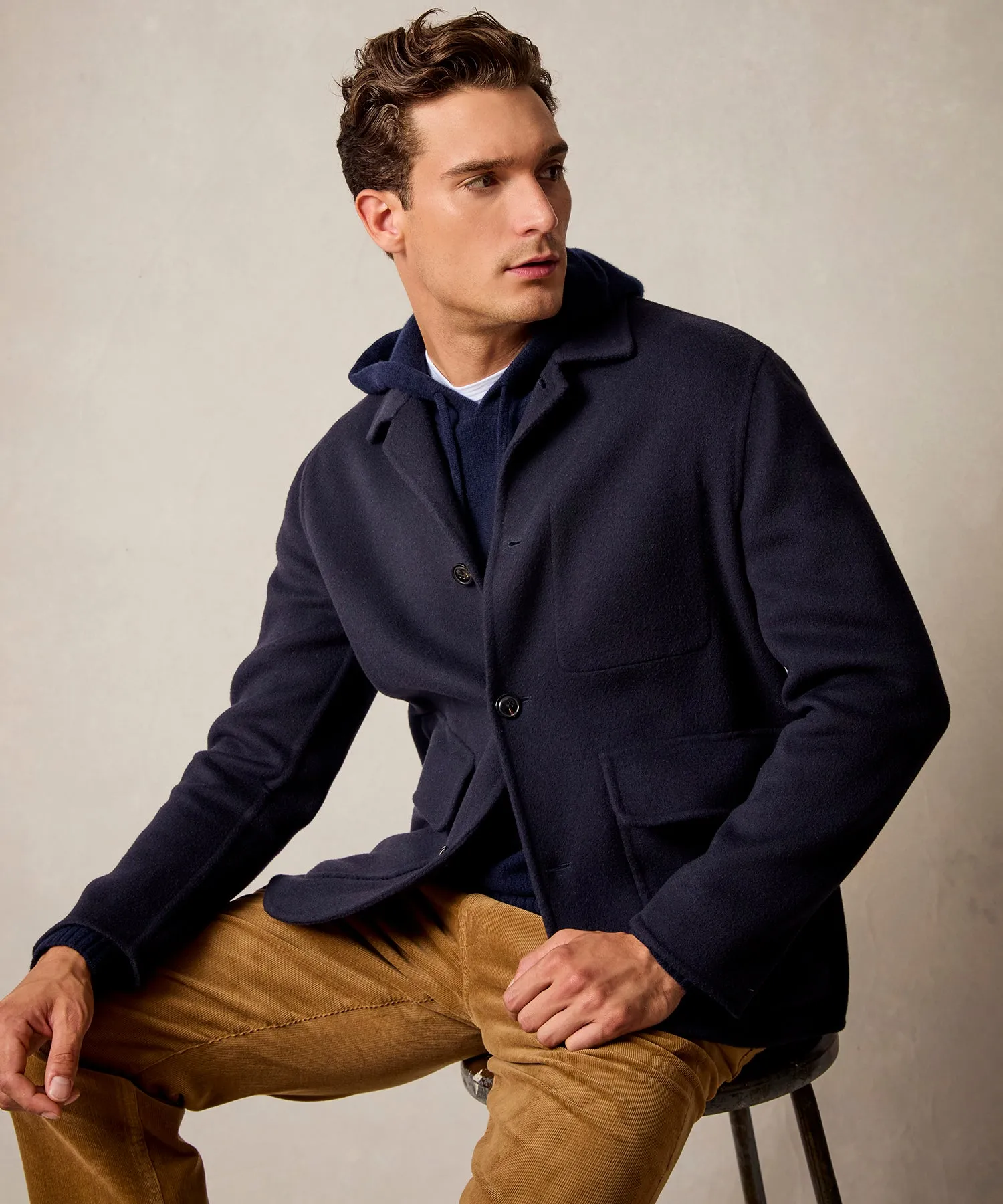 Italian Cashmere Walking Jacket in Navy