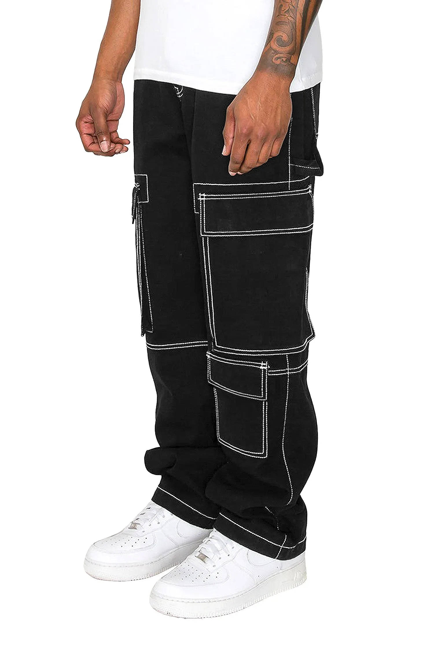 Men's Contrast Stitch Baggy Utility Pants