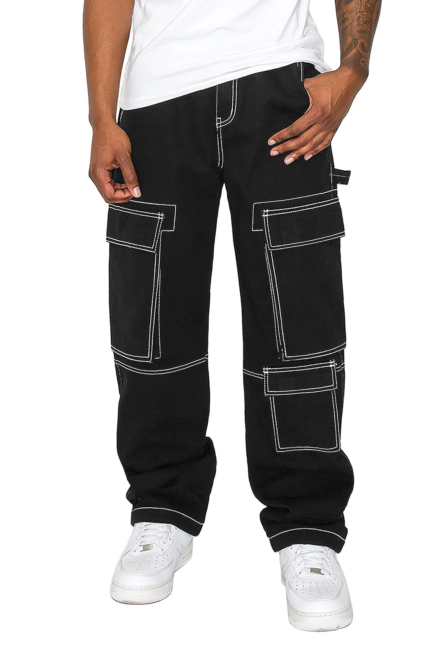 Men's Contrast Stitch Baggy Utility Pants