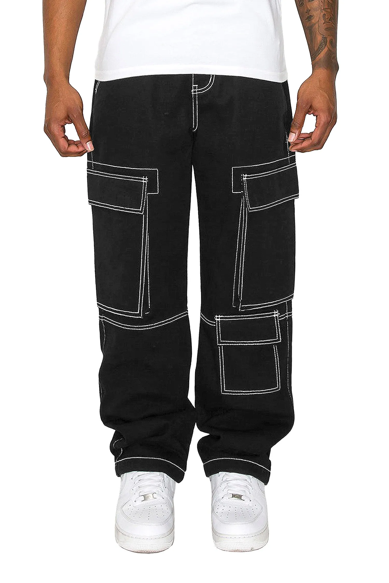 Men's Contrast Stitch Baggy Utility Pants