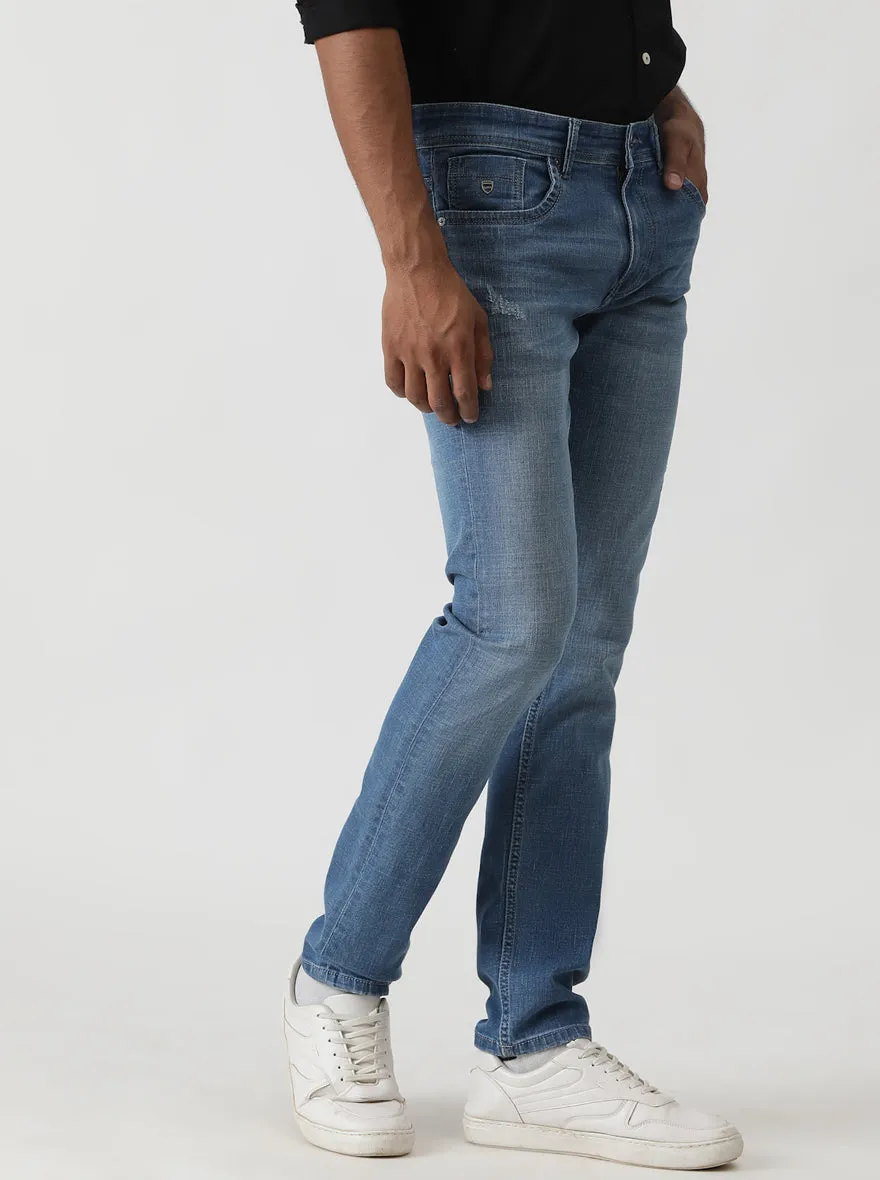 Nebula Blue Washed Slim Fit Jeans | Greenfibre