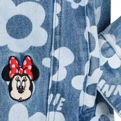 New - Minnie Mouse Adult Unisex Button Up Denim Jacket