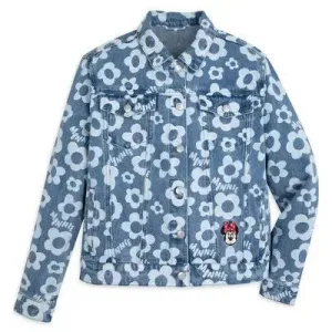 New - Minnie Mouse Adult Unisex Button Up Denim Jacket