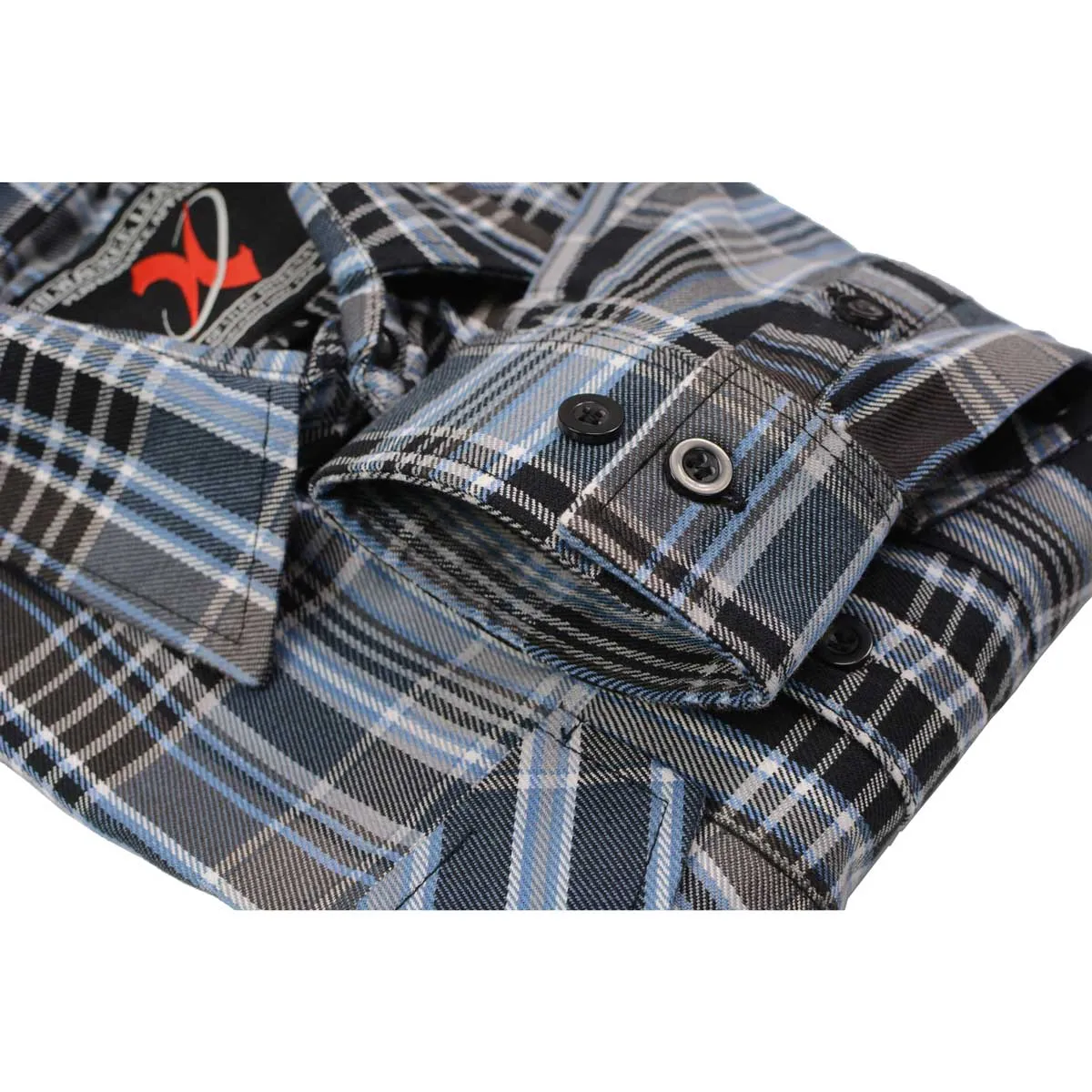 NexGen MNG11626 Men's Black and White with Blue Long Sleeve Cotton Flannel Shirt