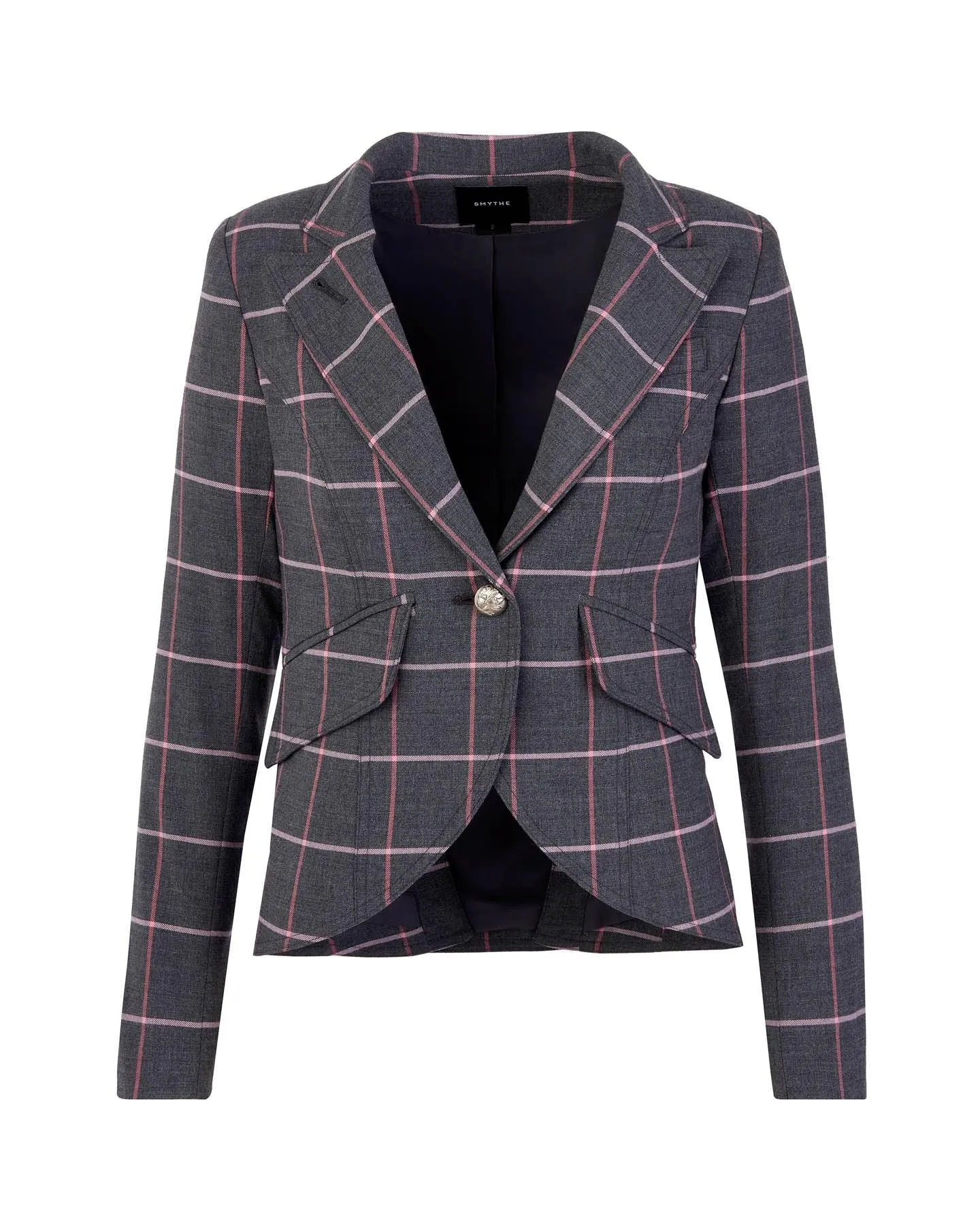 One Button Window Pane Stripe Blazer